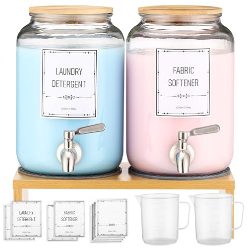 Consejos para Comprar Lavasecadoras Fdit al mejor precio. 39 Dispensador de detergente para ropa de vidrio, dispensador de suavizante de tela líquida de 0.9 galones con llave de acero inoxidable. Tarros de vidrio para lavandería y...