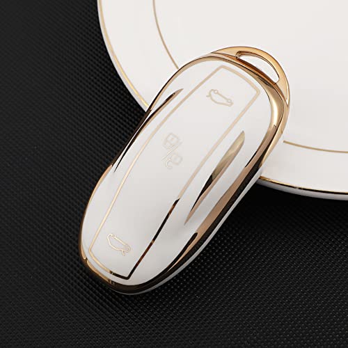 Coque de protection clé Tesla Model X TPU blanc : étui antichoc - 3