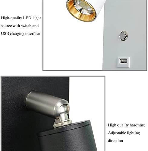 Aplique LED de lectura ajustable para dormitorio con puerto USB WQHPLMD 6