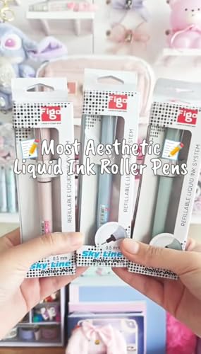Image of Figo Skyline Refillable Liquid Ink Roller Pen 0.6mm - Premium Refillable Smooth Writing Pens | Stylish Pastel Body Colors | Pack of 3 pens and 2 Refills