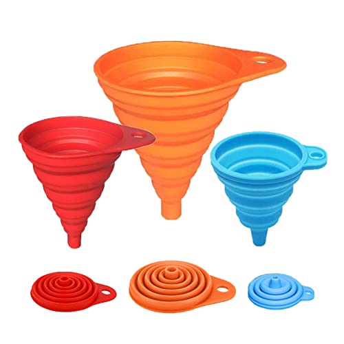 3 Different Sizes Of Kitchen Funnel Set, Silicone Collapsible Funnels For Kitchen Use, Foldable Funnel For Filling Bottles, Liquid, Powder Transfer #TOP29