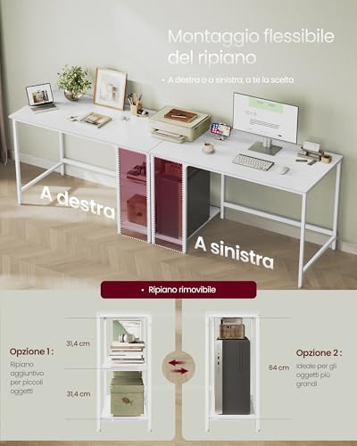 VASAGLE Scrivania per Computer, Scrittoio, 120 x 60 x 76 cm, Moderno, Tavolo da Lavoro, per Ufficio Camera da Letto Soggiorno, Bianco Acero LWD047W44 - Immagine 4