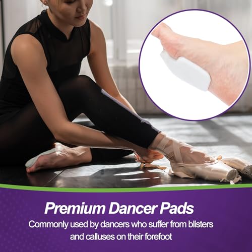 Image of Cutecrop 20 Pcs Sesamoiditis Pads, 1 /4 inch Thick Dancers Pads for Ball of Feet Pain Thick Adhesive Skived Felt Callus Sesamoiditis Relief Forefoot Cushion Pad Ball of Feet Pain(White,Left)
