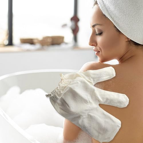 Garshana Gloves, Garshana Gloves for The Lymphatic System, Garshana Gloves Raw Silk Massage Gloves Ayurvedic Massage, Garshana Gloves Raw Silk for Bathing, Wash Face and Exfoliating (3 Pairs)