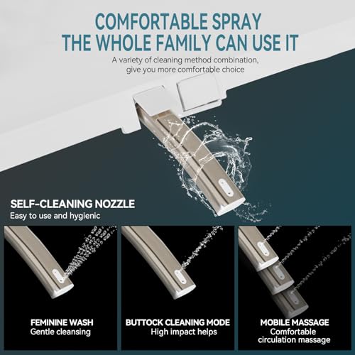 YOURLITE Bidet Toilet Seat, Elongated Toilet Seat Warm Water, Heated Seat Bidet with Remote Control,Self-cleaning Nozzle Temperature Adjustable LED Light, Need Electricity, White