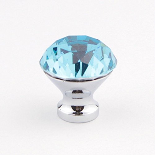 HOSL 10PCS Lake Blue Diamond Shape Crystal Glass Cabinet Knob Cupboard Drawer Pull Handle/Great for Cupboard, Kitchen and Bathroom Cabinets, Shutters, etc (30MM) - Thumbnail 4