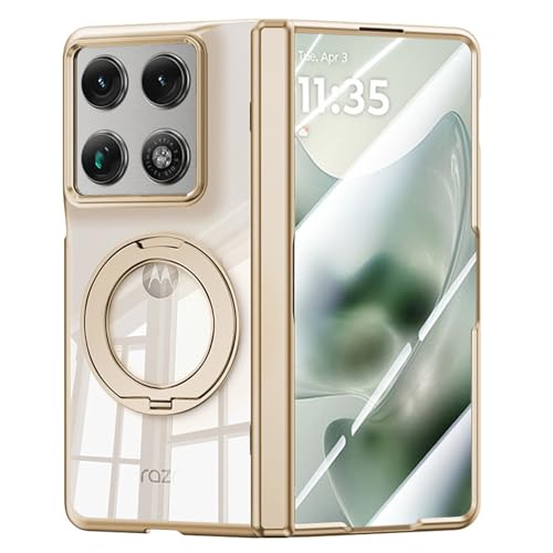 Étui Motorola Razr Fold or antichoc avec rabat rigide et tissu en cuir