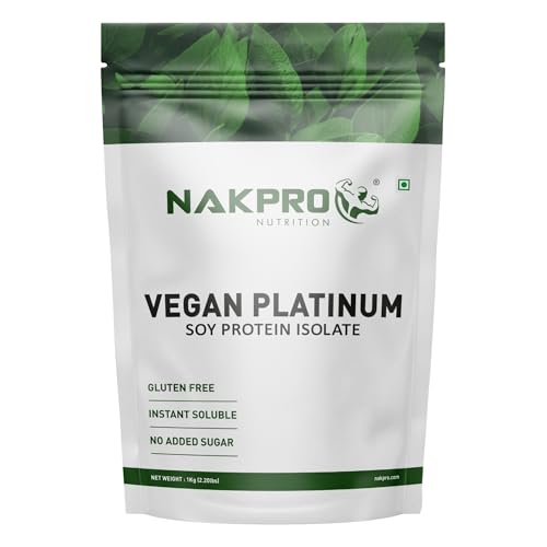 NAKPRO VEGAN SOY PROTEIN ISOLATE 90% | 27.4g Protein, 4.7g BCAA | High Quality Vegan Plant Based Protein for Muscle Growth | Raw, Natural Protein for Men, Women & Athletes | 1 Kg Unflavoured (30 Servings)
