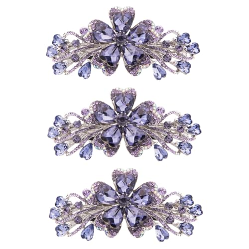 Pinces à cheveux à boucle à ressort violettes en strass Beaupretty (3 pièces)