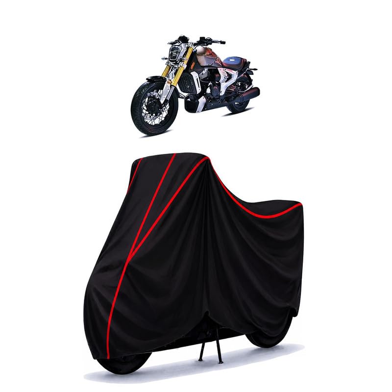 Image of TVS Zeppelin Cruiser Water Resistant Bike Cover for All Motorcycles & Rain | Heavy Duty Taffeta Fabric | UV Protection, Dustproof, Scratchproof | All Weather Two Wheeler Body Cover with Elastic Bottom