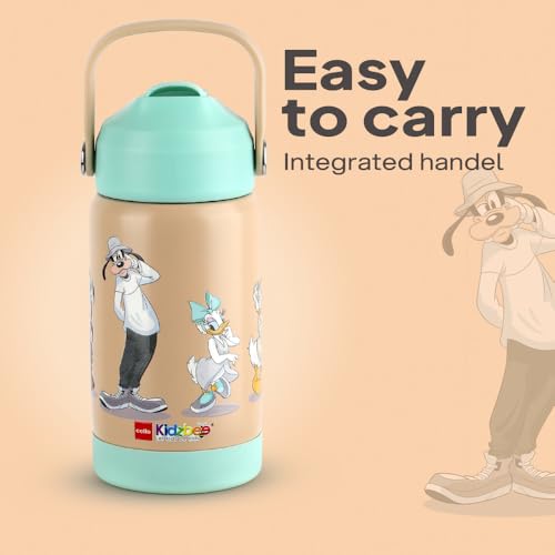 Image of CELLO Kidzbee Gen Alpha Stainless Steel Kids Flask Water Bottle 370ml | 3D Mickey Family Touch & Feel Design Leakproof Lightweight Easy to Carry Hot and Cold Kids Flask Water Bottle For School, Travel