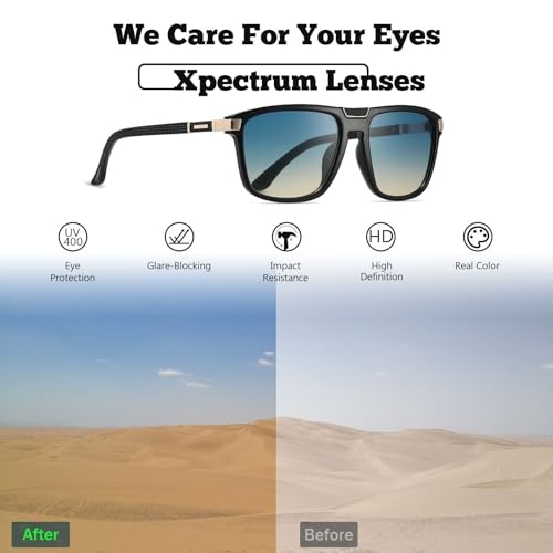 Image of Xpectrum Retro Rectangular Square Sunglasses for Men Women Vintage 70s 80s Mobster Gangster Style Rectangle Shades
