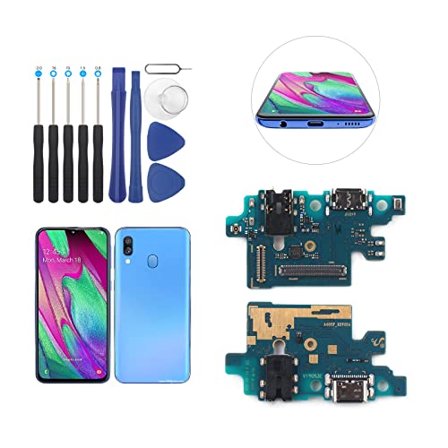 RongZy Conector de Carga Compatible con Samsung Galaxy A40 A405F USB Dock Conector de Repeusto con Cable Flex con Herramientas