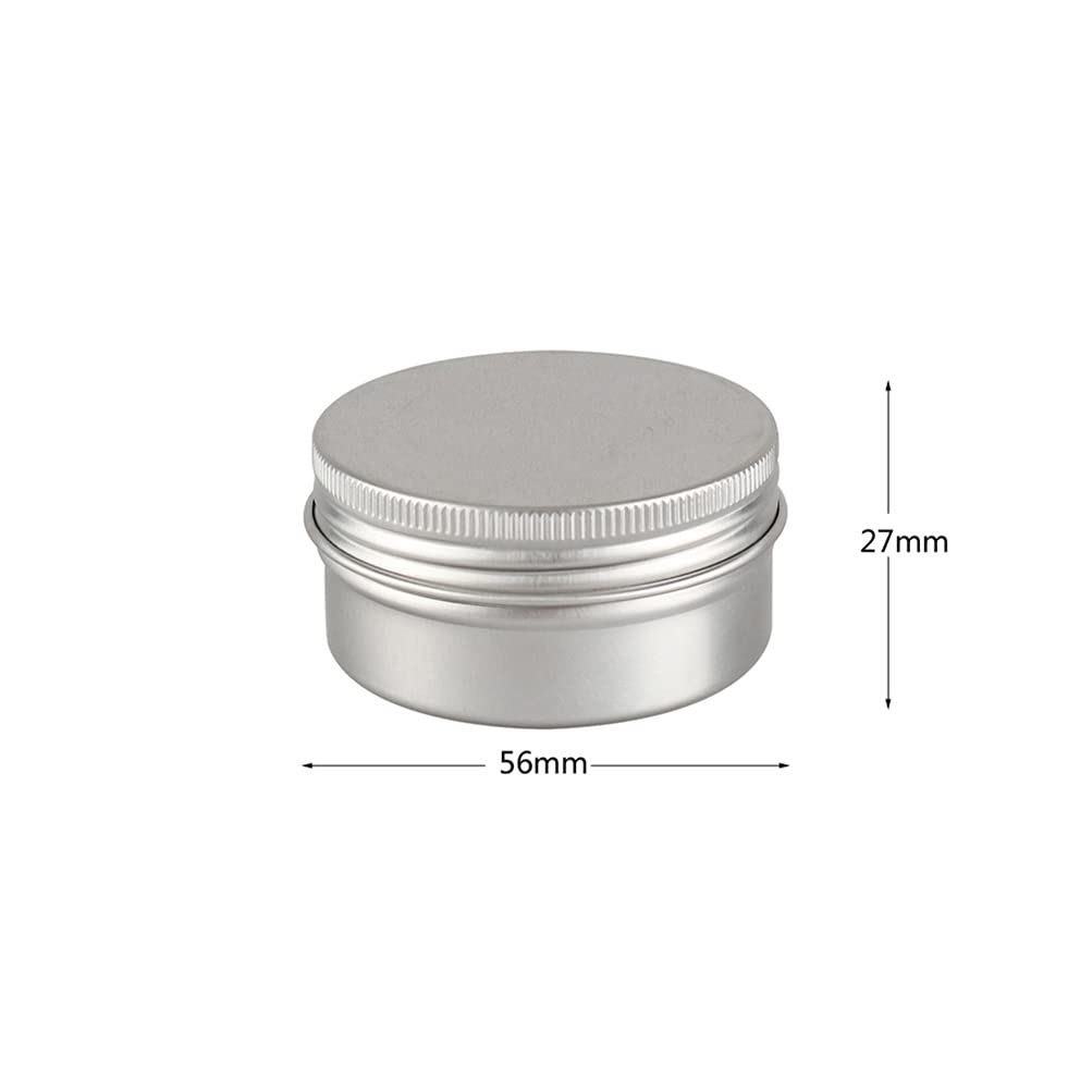 30 Pièces 50ml Pots en Aluminium Vide Rond Argent Petit Cosmétiques Pot Conteneurs for Fait Main Bougies Crème Baume Voyage, 5X Spatule, 2X Étiquettes
