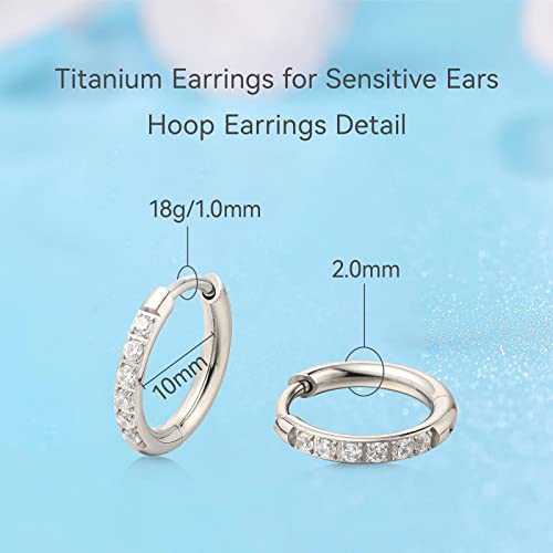Limerencia Titanium Earrings Hoops G23 Pure Titanium Small Huggie Earrings Hypoallergenic 18g Cartilage Hoops Cubic Zirconia Cuff Piercing Jewelry for Women Sensitive Ears3