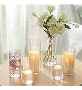 Hewory Hurricane Glass Candle Holders: 6 PCS Clear Hurricane Candle Holders for Pillar Candles Fl...