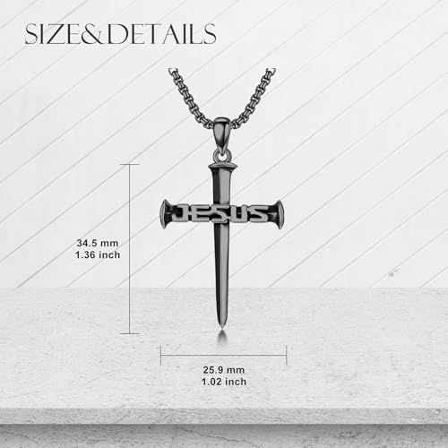 SIMONLY 925 Sterling Silver St.Benedict Crucifix Necklace Ankh Cross Pendant Cross Jewelry3