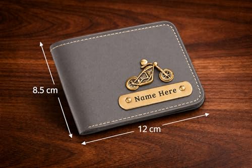 Image of SCPmarts Premium Customized Wallet for Men with Name & Charm - Stylish Personalized Wallet with Multiple Card Slots & Durable Finish - Ideal Gift for Birthday, Anniversary (Grey)