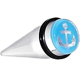 Body Candy 5/8' Clear Light Blue Acrylic Set Sail Nautical Anchor Taper