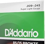 D'Addario Guitar Strings - Acoustic Guitar Strings - 85/15 Bronze - For 6 String Guitar - Full, Bright Tone - EZ890 - Super Light, 9-45