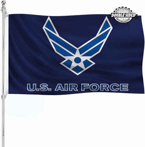 3x5 US Air Force Wings Military Flag Outdoor Double Sided Heavy Duty USAF Wings Flags 3 Ply Thick Polyester Material with 2 Metal Grommets 4 Rows of Stitching United States Airforce Wing Flags