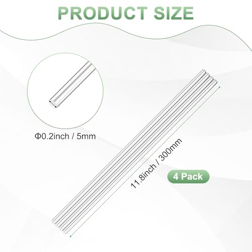 Image of M METERXITY 4-Pack Acrylic Round Rods, 11.8 x 0.2 Inch / 300 x 5 mm Clear Acrylic Dowel Rods Sticks Plastic Sticks Strip for DIY Crafts Lighting Gardening Decorations