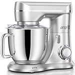 Mini Angel Stand Mixer,10-Speed 5QT Kitchen Electric Mixer,Tilt-Head Food Mixer with Dough Hook, Wire Whisk, Flat Beater, Stainless Steel Bowl (Silver)