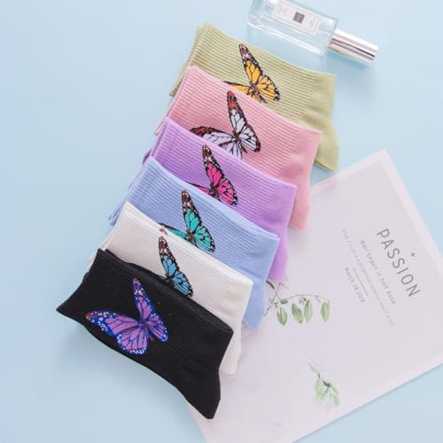 Image of Womens Striped Crew Socks, Cute Vintage Retro Mid Calf Boot Socks for Women Ladies 5 /6 Pairs, Size 5-10