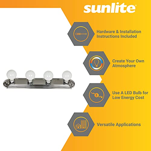 Sunlite B424/CH Art Deco Style Chrome Vanity Light Fixture, 24-Inch, 4 Medium Base Sockets thumb #2