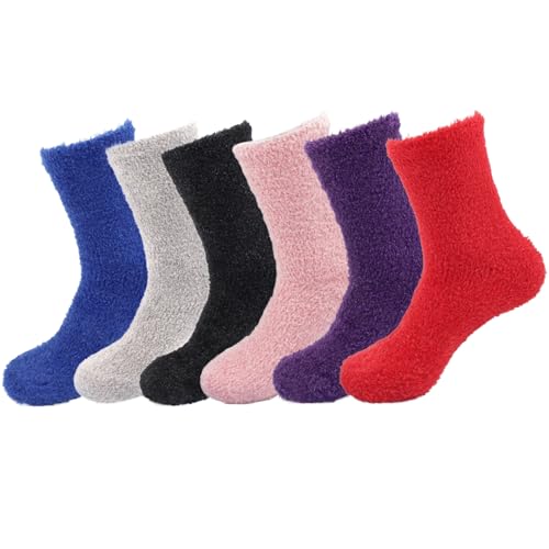 Image of BambooMN Women's Super Soft and Cozy Feather Light Fuzzy Socks - Multiple Color Options - Two Sizes - Value Packs