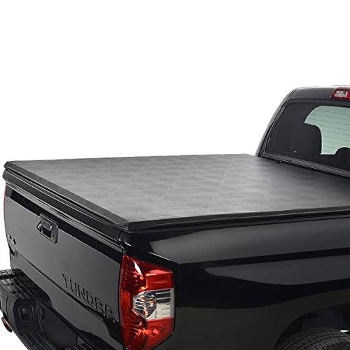 Deebior 6.5ft Clamp On Soft Lock & Roll-up Top Mount Tonneau Cover |1228| Black Vinyl Bed Cover Compatible with Silverado/Sierra 07-13 1500 07-14 2500/3500 HD New Body Pickup Fleetside Bed