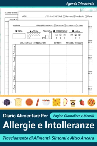Diario Alimentare Per Allergie e Intolleranze: Agenda trimestrale per il tracciamento di alimenti, sintomi e altro ancora | 15,2 x 22,8 cm | Blue