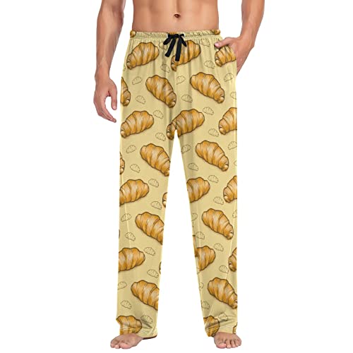 Ollabaky Pajama Pants for Men Croissant Bread Men's PJs Bottoms Sleep Lounge Pants with Pockets3