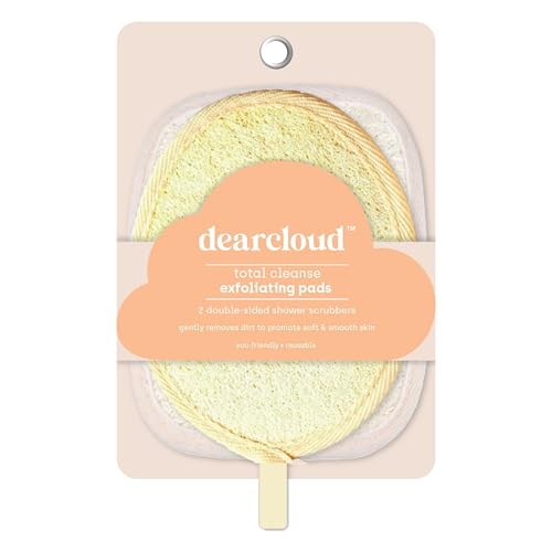 dearcloud Gentle Cleanse Exfoliating Set – Double-Sided Loofah & Shower Scrubber – Reusable Exfoliating Body Scrubber & Body Scrubber Exfoliator (Orange)