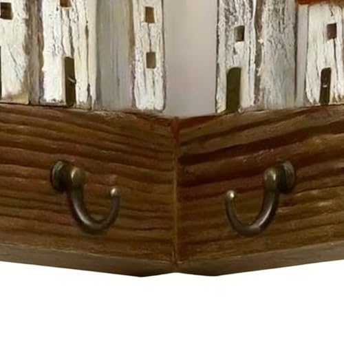 Perchero de llaves de pared rústico de madera 3D con ganchos para pasillo 8
