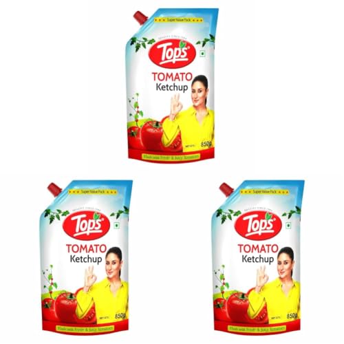 Image of TOPS Tomato Ketchup Spout -850 gm Spout | Made with the goodness of juicy hand-picked tomatoes| No Added Colour & Flavour (Pack of 3)