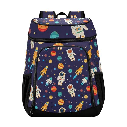 Astronauts Rocket Planet Cartoon Cooler Backpack Cooler Insulated Leak Proof Lunch Backpack 36 Cans Waterproof Soft for Men Women Picnic Hiking Camping Beach