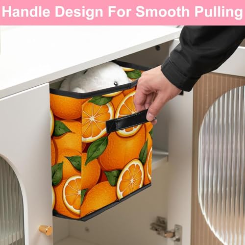 Panier de rangement pliable cube orange pour optimiser les étagères - 6