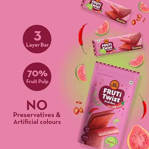 Image of GO DESi Guava Fruti Twist Fruit Bars - 3 x Pack of 10 pieces, Papad, Fruit Jelly