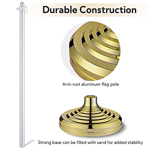 Yeshom 8Ft Telescoping Indoor Flag Pole Kit Eagle Topper Aluminum Sliver Pole With 3X5Ft Us Flag & Base Stand Office School City Hall #TOP2