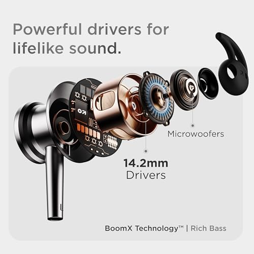 Image of GOBOULT EQCharge Bluetooth Earphones 32H Playtime, Zen ENC Mic, Dual Connectivity, Type C Fast Charging, 14.2mm Bass Driver, Made in India, IPX5 Silicon Neckband(Teal)