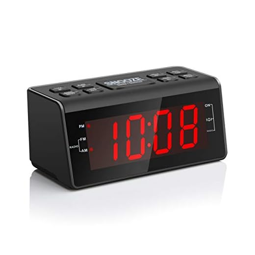 Digital Alarm Clock Radio with AM/FM Radio, 1.2” Big Red Digits Display, Sleep Timer, Dimmer and Battery Backup, Bedside Alarm Clocks with Easy Snooze for Bedrooms, Table, Desk – Outlet Powered