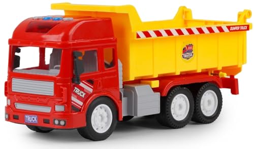 Image of Kid Unbreakable Friction Powered Engineering Dumper Construction Toy With Lift Up The Bucket Pull Back Vehicles Toys With Light & Sound Dump Truck For Boys And Girls