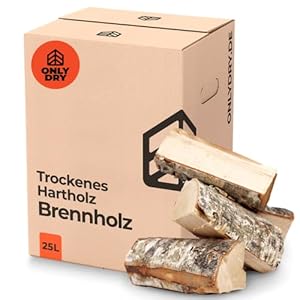 Onlydry Brandhout met minder dan 18% vocht, in kartonnen doos van 25 liter (10 kg), perfect voor oven, vuurschaal, open haard, open haard, schoon en droog haardhout/brandhout met aanmaakset (25 liter)