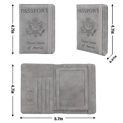 Image of Melsbrinna RFID Passport Holder for Travel, Unisex Adults, Grey, PU Leather, RFID Protected, Passport Cover