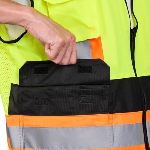 Image of Restaurantware Reflective Safety Vest 20 Count 29.213 x 30.315 Inches High Visibility Multi-Pocket Zipper Front Safety Vest