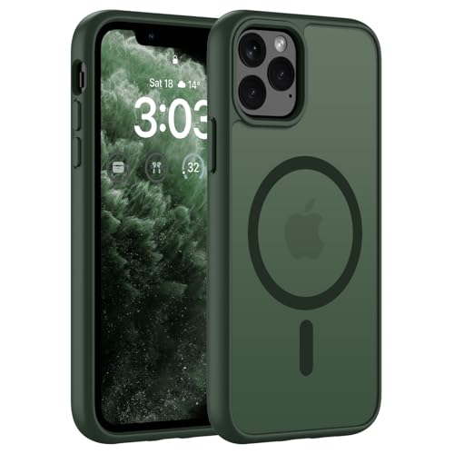 ORDA für iPhone 11 Pro Hülle 5.8 Zoll Kompatibel mit MagSafe,Magnetisch Handyhülle für iPhone 11 Pro Case Durchscheinende Matt Rückseite Dünn Stoßfest Schutzhülle Grün