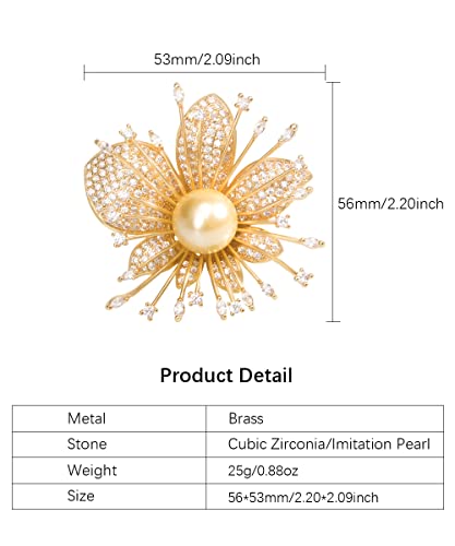 Yysuniee Brooch Pins For Women Fashion, Brass Gold Plated Cubic Zirconia Flower Bouquet Pins And Brooches Jewelry (Lotus) #TOP7
