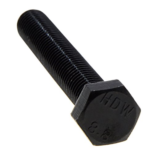 Image of M12x80mm Hex Head Screw Bolt Class 8.8 Carbon Steel Metric Full Threaded Right Hand Black 2-Pack