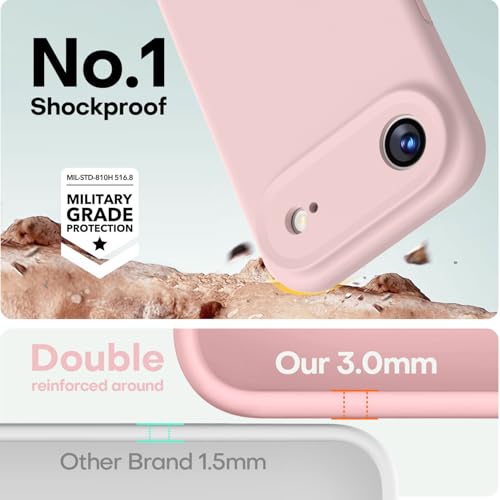 Image of LOVE 3000 Designed for iPhone Air Case, Premium Silicone [Compatible with Magsafe][Soft Anti-Scratch Microfiber Lining] Shockproof Protective Phone Case for Men Women 6.5 inch, Chalk Pink